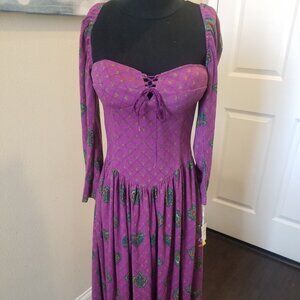 NWT Vintage Claudine Bueche  bustier top basque waist maxi floral  *Rare* sz 8